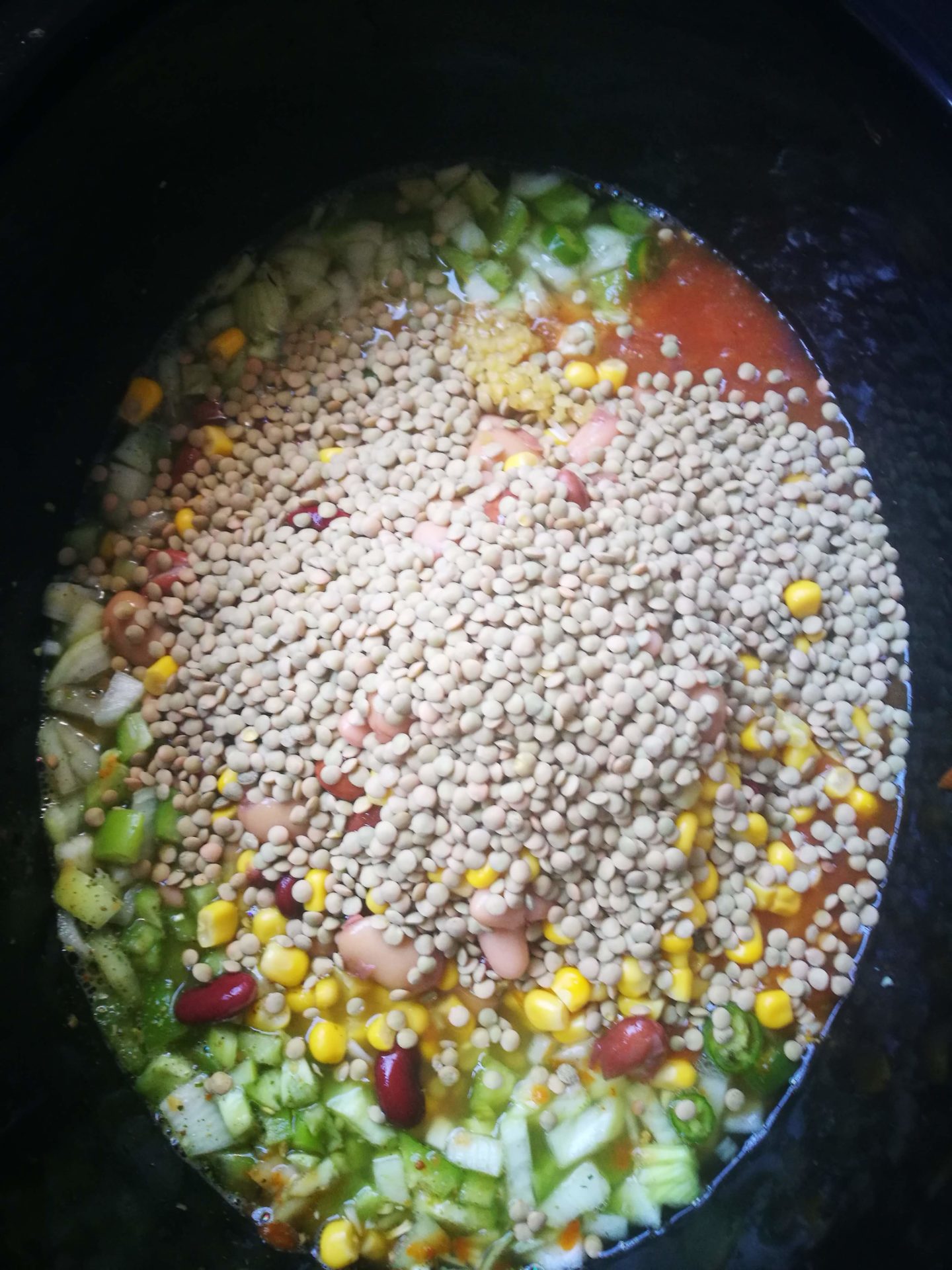 Slow Cooker Lentil and Corn Soup|HarassedMom