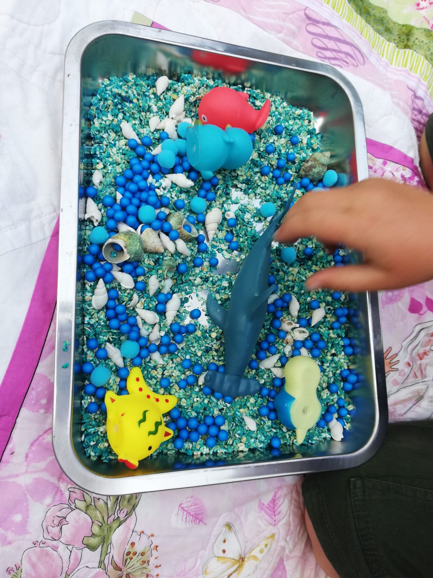 Ocean Themed Sensory Tray | HarassedMom